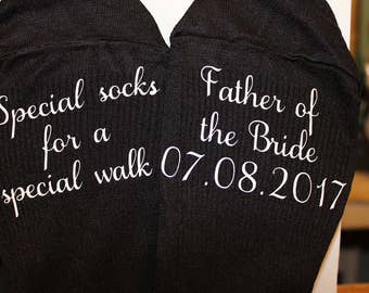 Personalized Socks; Father of the Bride; Wedding Socks; Special Socks; Special Socks for a Special Walk; Wedding Date Socks