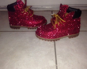 custom glitter timberlands