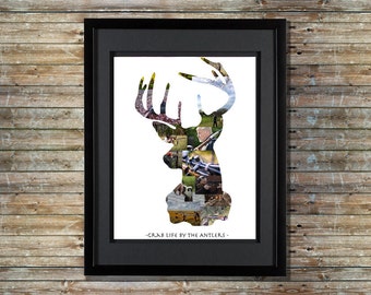 Deer Photo Collage - Deer SVG - Deer Head - Deer Decor - Deer Antler - Deer Head SVG - Deer Antlers SVG - Deer Print - Deer Shape Collage