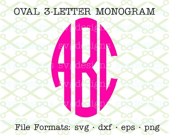 3 Letter Monogram Set Oval Circle Monogram Svg Dxf Eps