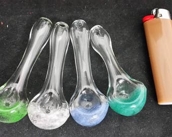 Speckled-end Spoon Style Glass Tobacco Pipe