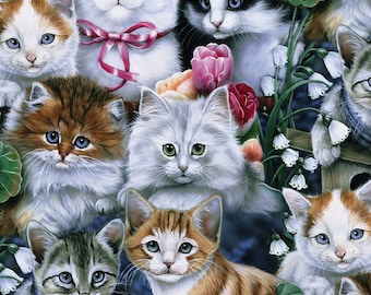 Cats Anti-Pill Fleece Fabric bye the yard /David Textiles/Free shipping available/cat fabric/cat fleece