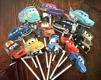 DISNEY CARS Cupcake Toppers / Cake Toppers / Die Cuts / Birthday Party / Decorations / Cake Pops / Supplies / Decor / Scrapbook