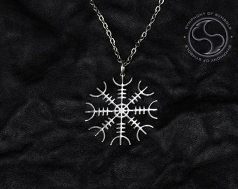 Aegishjalmur Pendant Viking Symbol Stainless Steel Jewelry Helm of Awe Necklace Keychain Logo Emblem Asatru Amulet Talisman Icelandic Sign