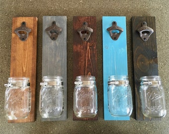 Wall Mounted Bottle Opener, Mason Jar Decor, Beer Bottle Opener, Groomsman Gifts, Party Decor, Man Cave Decor, Fathers Day Gifts