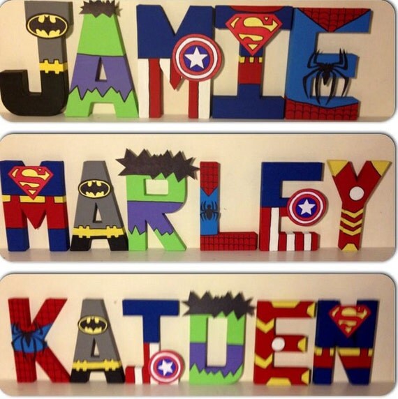 Superhero Letters avengers marvel dc comics wall by MAAADesigns