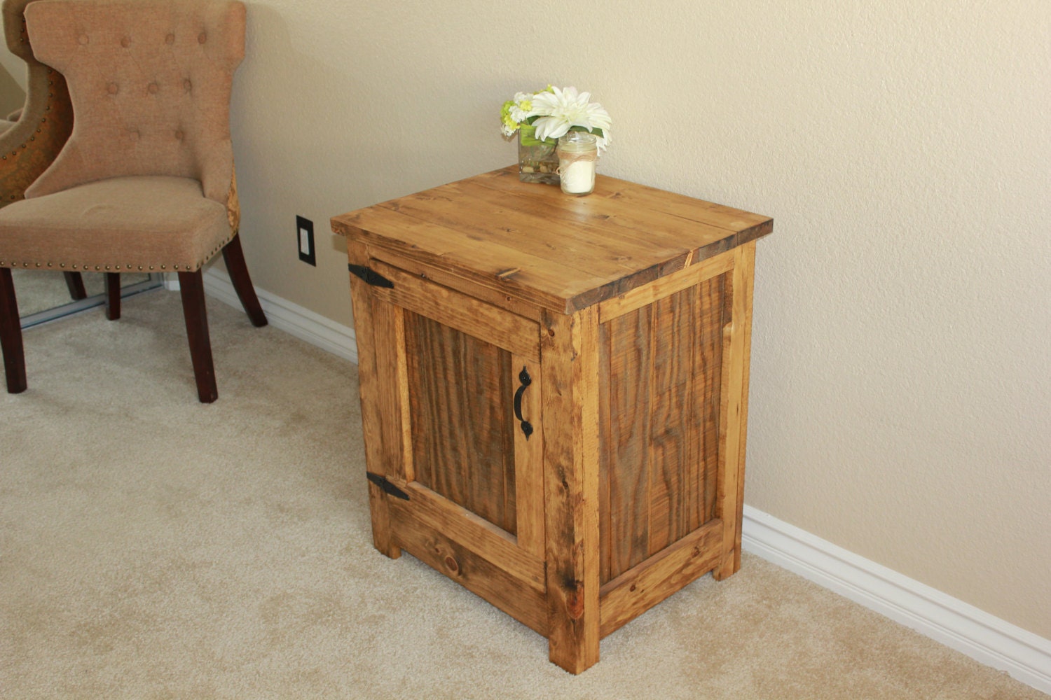 Wood Nightstand Farmhouse Nightstand Wood by CamicaDesign