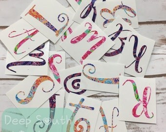 Initial Decal, Vinyl Decal, Initial Sticker, Random Design, two inch Vinyl Decal, Monogram Decal, Small decal