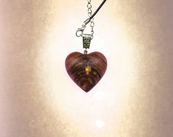 Wooden heart necklace, wooden necklace,wooden jewellery, gift for her, valentines,wooden heart pendant, made from wild cherry tree wood.