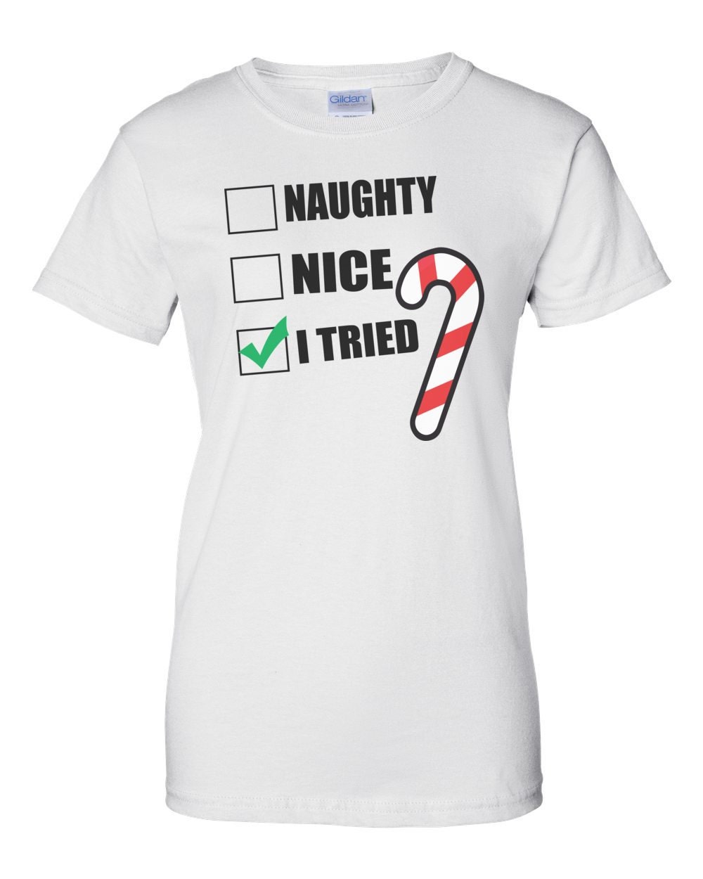 Naughty Nice I Tried Funny Christmas Shirt