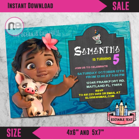 COMBO PACK: Moana Birthday Party Instant Download Printable PDF Moana Party  Decor Printable Templates 