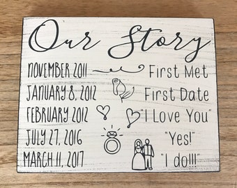 Our story sign, our story, wedding signs, wedding signs wood, wedding signage, wedding gift, custom signs, custom wedding signs, wood signs