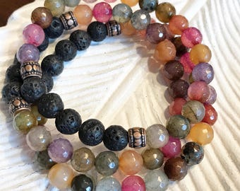 Mermaid, Stackable Mala Inspired Essential Oil Diffuser Bracelet, Lava Bracelet / Healing + Harmony Bracelet