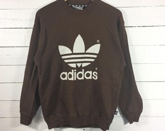 Rare!! ADIDAS Trefoil Crewneck Big Logo Spellout Medium Size Sweatshirt
