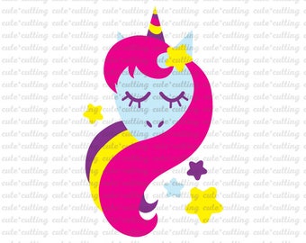 Unicorn svg, Horse svg, Unicorn face svg, unicorn horn svg, birthday svg, dxf, jpeg, cuttable, cutting files for Silhouette Cameo, Cricut