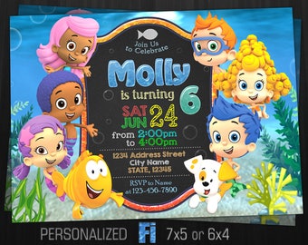 Bubble Guppies Invitation, Bubble Guppie Birthday Party, Fish, Bubbles, Under sea, Water, Cartoon, Personalized, Printable, Digital File