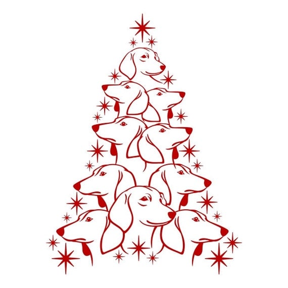 Download Dachshund Dog Tree Christmas Cuttable Design SVG DXF EPS