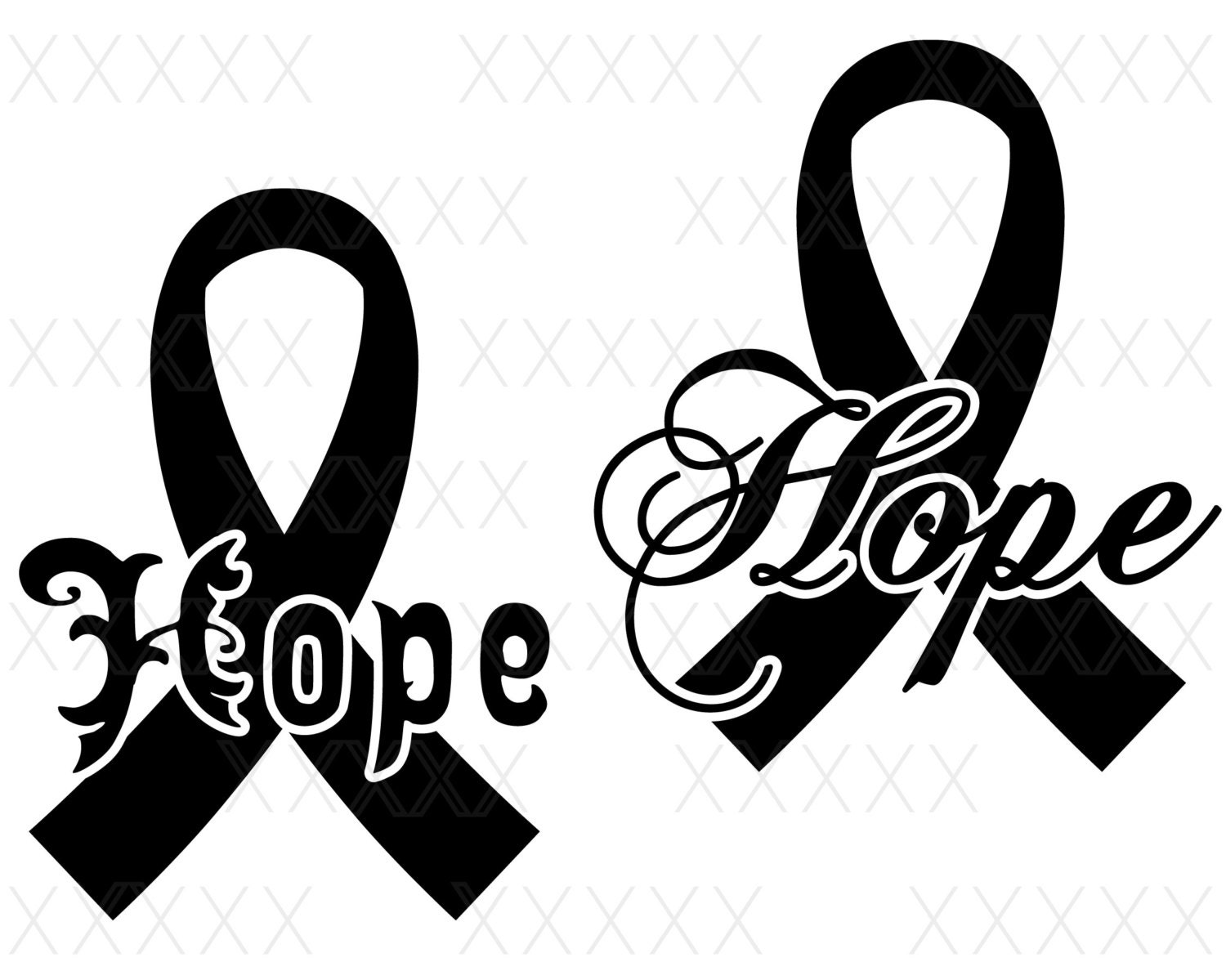 Hope Cancer Ribbon Black Digital Cutting files for