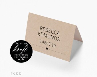 Place Card Template, Wedding Place Cards Printable, Flat or Folded Tent Place Cards Wedding, Place cards for Wedding Editable PDF #E015