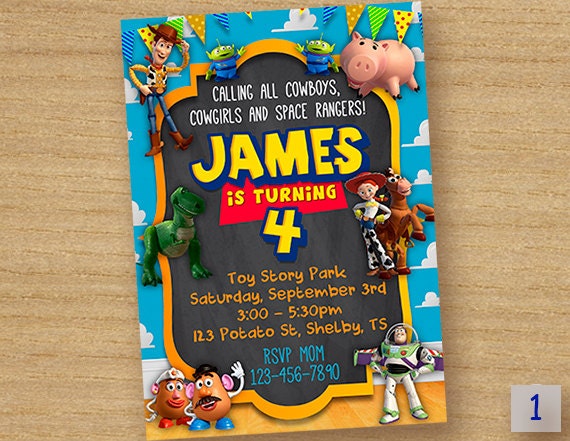 Toy Story Birthday Invitation Card Toy Story Party Custom