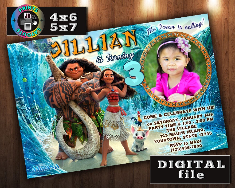 Personalized Moana Birthday Invitations 4