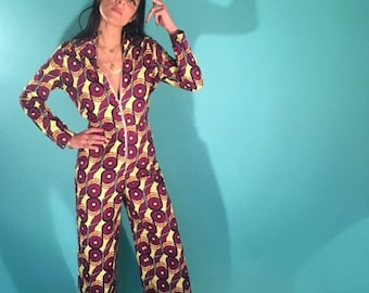 African jumpsuit with ring pull zipper