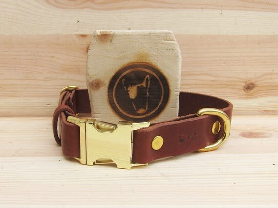 Dog Collar in Brown Leather - Adjustable and Comfortable Dog Collar - Small and Medium Dog Collar - Handmade Dog Collar - YupCollars