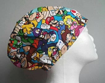 Super Mario Elastic Back Scrub Hat | Scrub caps, scrub hats, surgical theatre medical chemo elasticated cap, cartoon fabric