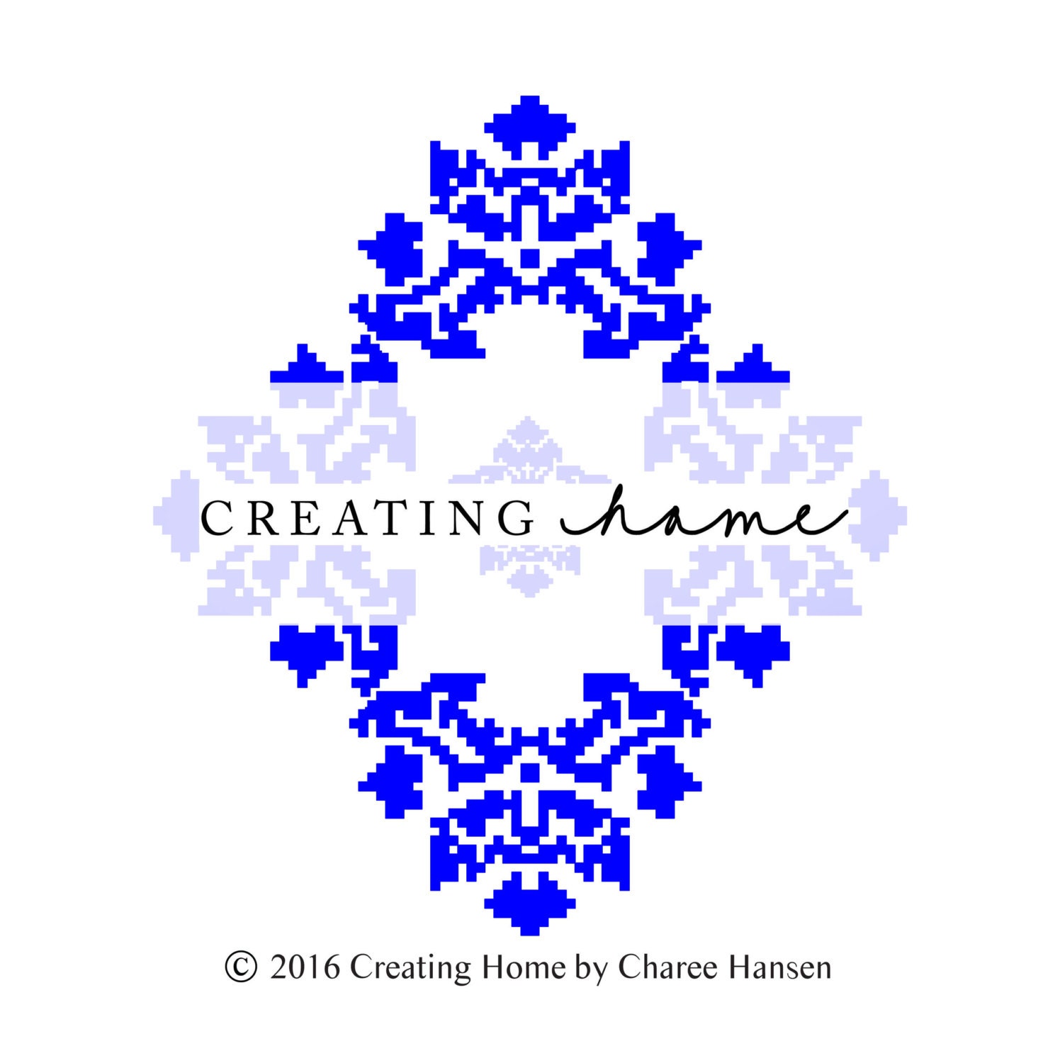 Blue Damask Cross Stitch Pattern from on Etsy Studio