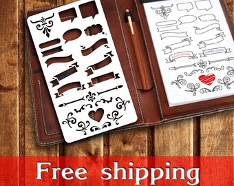 bullet journal stencil, planner stencil, pochoir bullet journal, journal stencils, bullet journal accessories, hobonichi stencil, stencil a5