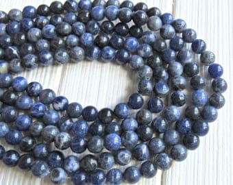 8mm Sodalite beads, gemstone beads, blue stone, 8mm beads, full strand, AA quality, blue beads, blue sodalite, sodalite gemstone, genuine