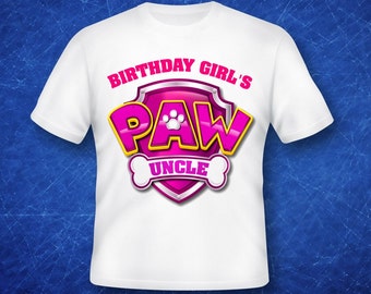 Birthday Girl's Uncle Paw Patrol iron on transfer, high resolution, digital files only, instant download