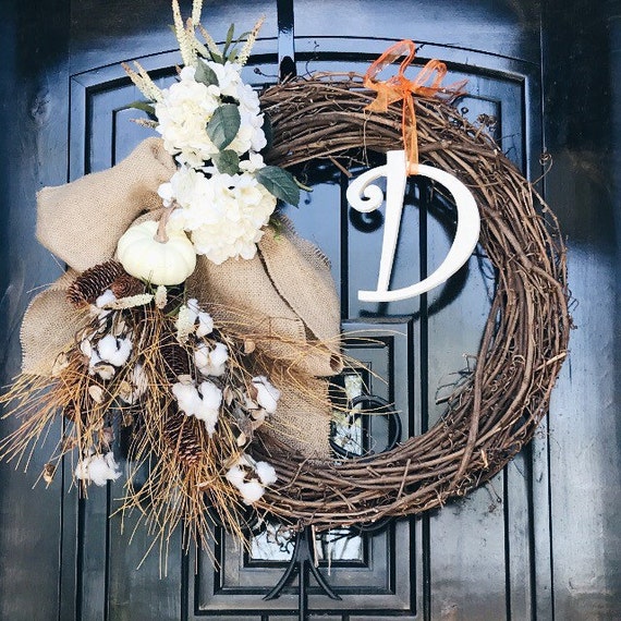 Items similar to ON SALE Personalized Rustic Wreath (Fall) on Etsy