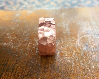 Hammered Copper Ring. Size 10 1/4, Rugged Hand Forged Ring.