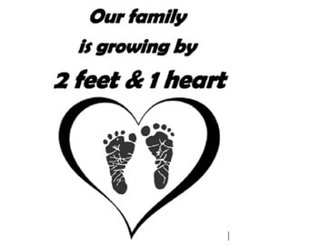2 temporary tattoos / pregnancy announcement / Our family is growing 2 feet & 1 heart / baby / pregnant women / heart / foot / fake tattoo
