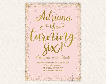 6th birthday, pink and gold, birthday invitation, sixth birthday, birthday party, 6th birthday party, kids birthday, girl birthday 31