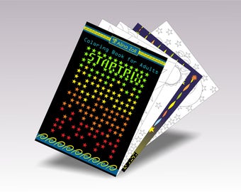 Stars Coloring Book Digital Download, Adult Coloring Pages, Printable Colouring Book with Examples PDF, Libro de colorear, Malbuch