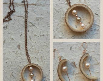 earrings and necklace made of bamboo