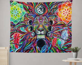 Lunar Lion Wall Tapestry