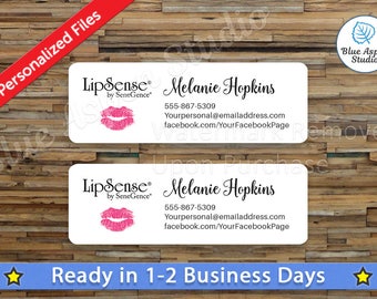 Lipsense Labels Stickers Printable Address Label Logo Digital Printed Personalized Name Custom PDF Sticker Vistaprint Pink Lips LPS-AL105