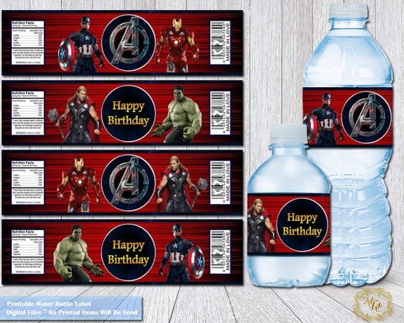 Avengers Water Bottle Labels.Avengers Birthday Labels.Avengers