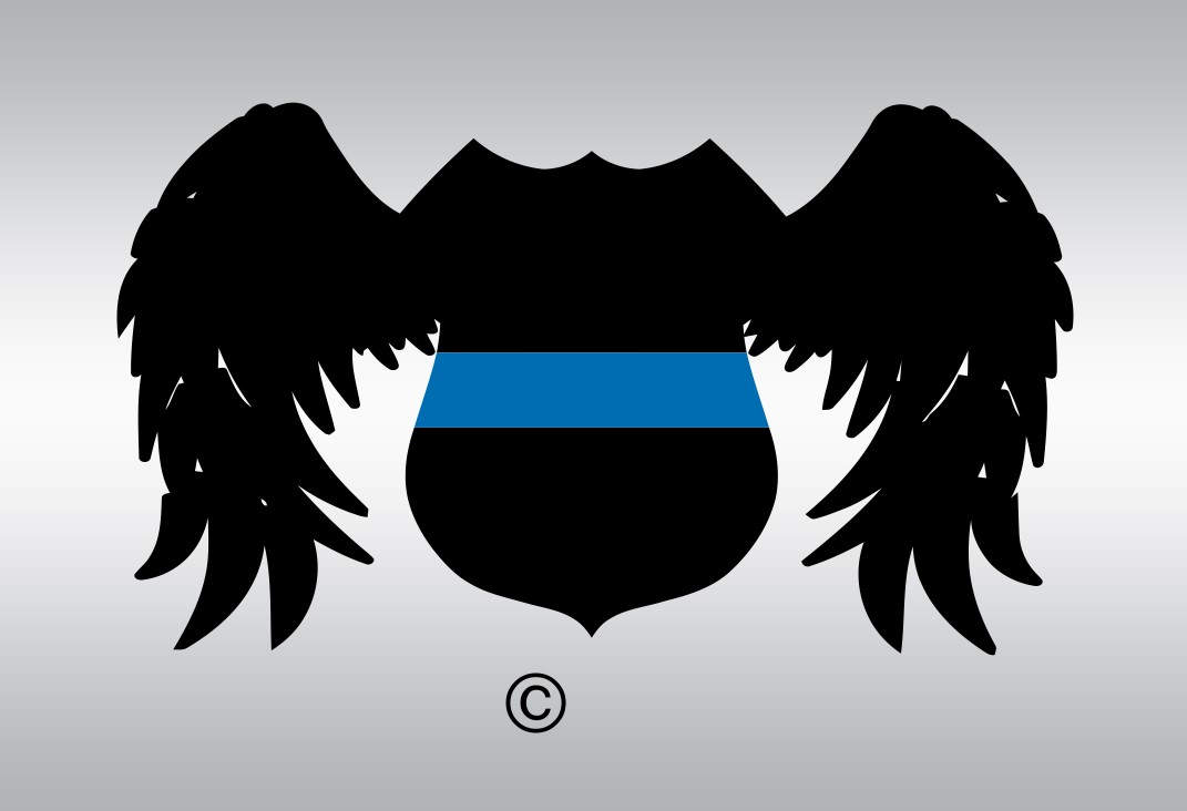 Download Police badge wings blue line SVG Clipart Cut Files Silhouette