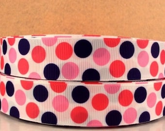 Ribbon Bazaar Grosgrain Polka Dots - Red 7/8\" 25yd