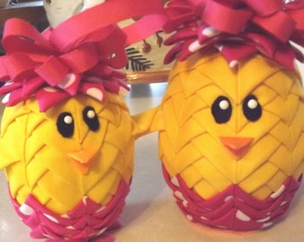 4" Easter Chick Quilted Ornament
