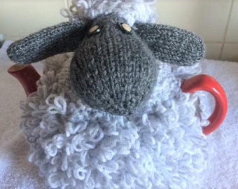 Tea cozies, 4-6 cup, Novelty sheep cozy, Wooly Sheep, Grey hand knitted, Ladies gift, Gift for mom, Teapot warmer, Housewarming gift,
