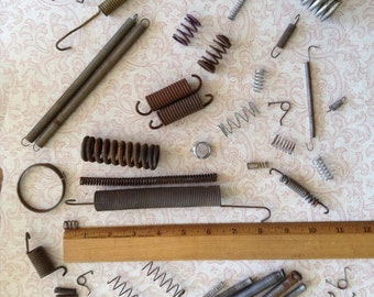 Rusty Metal Springs / Industrial Salvage / Rustic Hardware / Steampunk / Assemblage / Mixed Media / Altered Art - Lot of 47 Springs