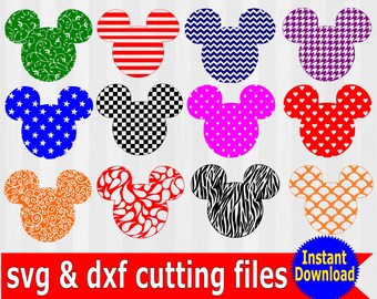 Mickey Mouse Head SVG bundle, Mickey Mouse SVG, Mickey head svg, Disney svg files, svg files for silhouette, files for cricut, dxf files