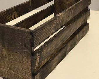 Rustic Wooden Crate. Table decor, Bathroom decor, Rustic decor (Dark walnut stain)