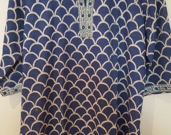 Sadhna 'Biri' Grey Dabu print Collared kurta main image 1