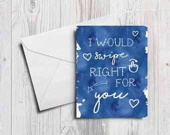 Tinder Card | tinder card, card for him, swipe right card, online dating card, anniversary card, printable card, instant download